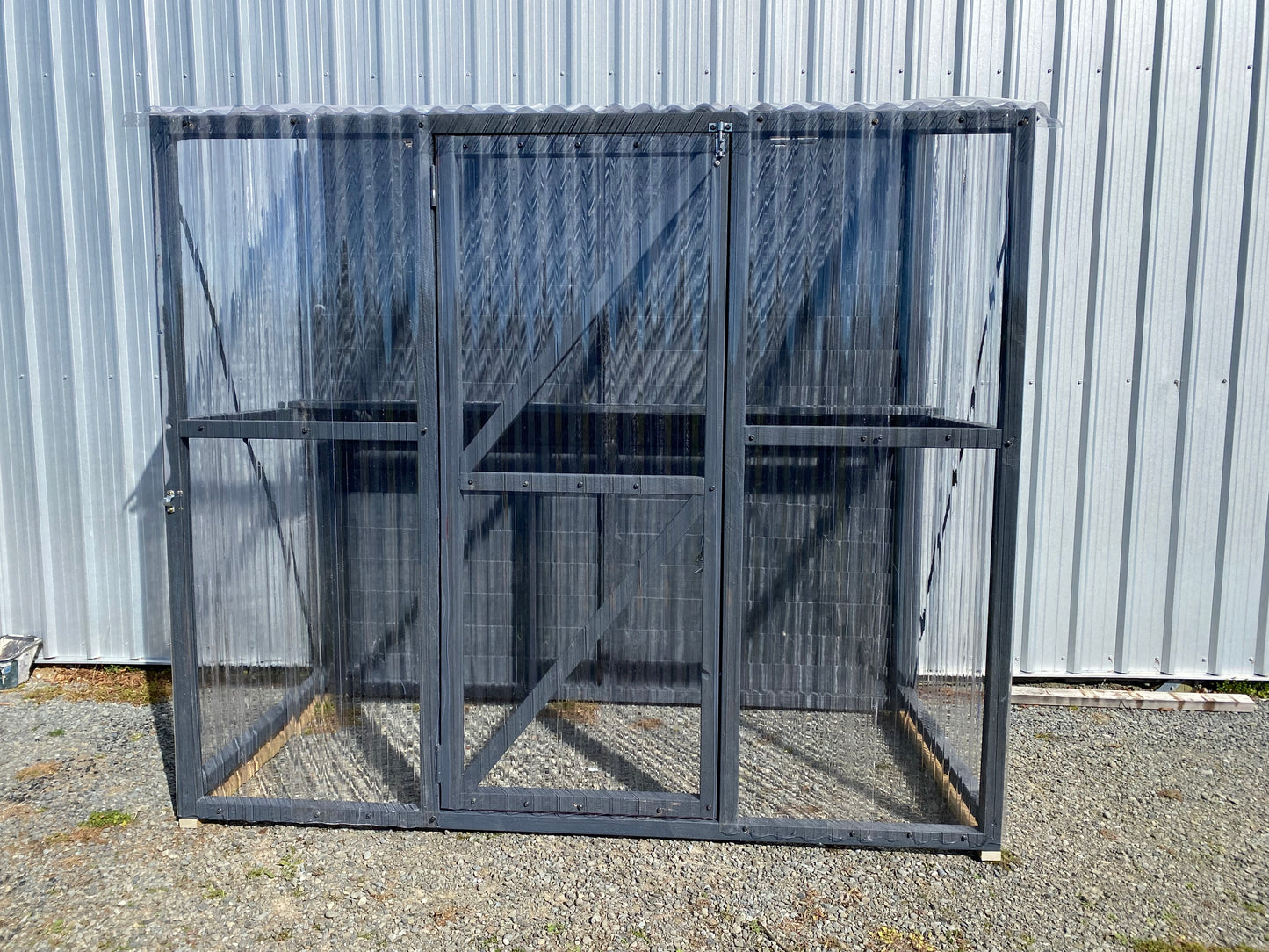 Lean-to-Timber polycarbonate greenhouse